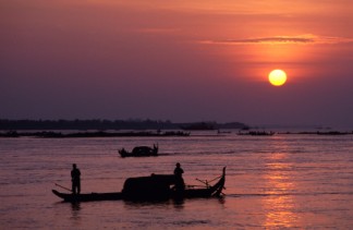 Sunrise on the Mekong river